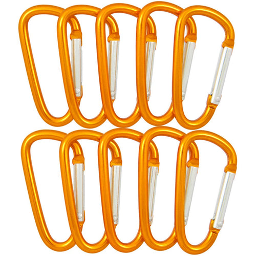 QY 10PCS D Shape 1.91 Inch Long Spring Snap Hook Rings Aluminum Alloy Keychain Clip Buckle With Keyring Gold Color