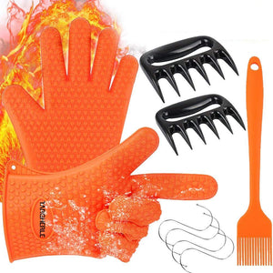 Targher BBQ Gloves Meat Claws 9 in 1 Set with Silicone BBQ Gloves, Meat Shredder Claws, S Hook, BBQ Grill Brush, High Heat Resistance up to 425°F, Non-slip BBQ Grill Accessories For Indoor & Outdoor