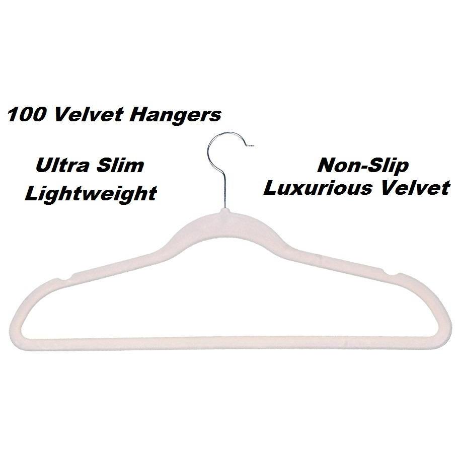 100 Beige Space Saving Velvet Coat Hangers